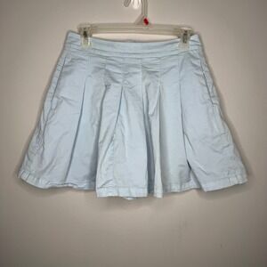American Eagle Pleated Mini Skirt Women 4 Regular Lt Blue Stretch Twill Pocket